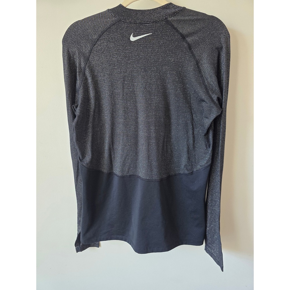 Nike Mens Metallic Colorblock Long Sleeve Athletic Training Top Black Size M